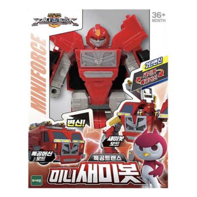 caincosmetic Mini Transforming Robot Sammy Bot Figure  Red Mecha with Dual Transformation Modes (Robot & Firetruck)