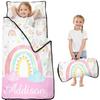 Personalized Toddler Nap Mat with Name for Kids Custom Rainbow Sleeping Bag with Pillow & Blanket for Girls Ideal Slumber Bags for Daycare, Preschool & Kindergarten view 1