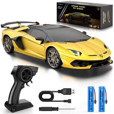 AEROQUEST Lamborghini Remote Control Car,Officially Licensed 1:16 Scale Lambo Rechargeable Hobby Rc Cars with Headlight, 2.4GHz Race Car Toys for Boy Girl 4-12 Years Old, 12Km/h, (Yellow)