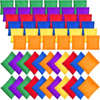 Vabrloy 72 Pcs Mini Bean Bags, Cornhole Bean Bags for Tossing, Colorful Nylon Beanbags, Corn Hole Beanbag for Teens, Tossing Beanbags for Outdoor Hand Toss Games Party Supply, 2.8 x 2.8 Inch, 6 Colors