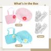 2-Set Kids' Tea Party Hats, Gloves, And Handbags, Elegant & Blue Straw Bonnets, Floral Accessories For Tea Parties & Birthdays view 3