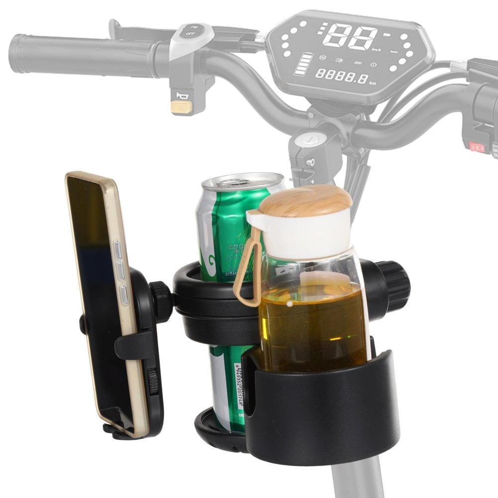 360 Rotating Walker And Wheelchair Cup Holder With Phone Holder, Adjustable Clamp
