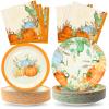 150 Thanksgiving Disposable Paper Plates Napkins Dinnerware Set 7" Dessert Plates, 10" Dinner Plates with 13" Pumpkin Napkins for Autumn Harvest, Fall Party view 1