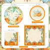 150 Thanksgiving Disposable Paper Plates Napkins Dinnerware Set 7" Dessert Plates, 10" Dinner Plates with 13" Pumpkin Napkins for Autumn Harvest, Fall Party view 2