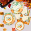 150 Thanksgiving Disposable Paper Plates Napkins Dinnerware Set 7" Dessert Plates, 10" Dinner Plates with 13" Pumpkin Napkins for Autumn Harvest, Fall Party view 3