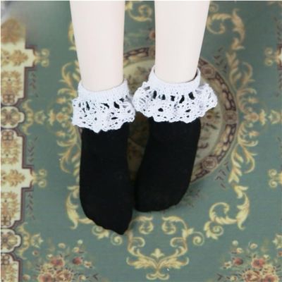 1/3 1/4 1/6 BJD Doll Lace Socks Ankle Socks Short Socks for 30 cm/45 cm/60 cm Doll Socks Clothes Accessories(Black,1/4)