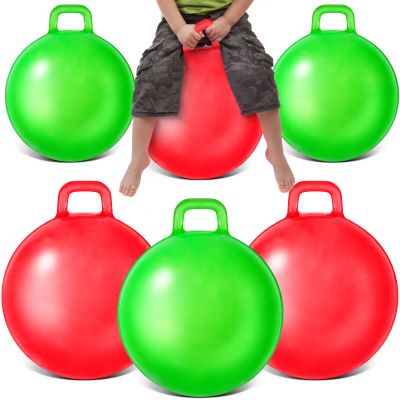 Sratte 6pcs Hopper Ball with Handle Bouncing Marble Bouncy Balls Hopping Toys Inflatable Jumping Toy for Jumping Sport Hop Boys Girls Gifts Party Favors (Pure,Classic Color)