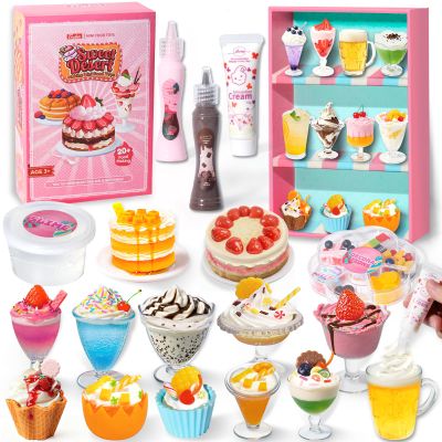 18 Minature Food Slime Kit for Girls, Mini Sweet Dessert & Drink, Arts and Crafts Set, DIY Kitchen Pretend Play Toys, Classroom Prizes Party Favors Gift for Kids Ages 8-12, NOT Edible