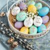 Colingmill 17 Pcs Easter Eggs 2.4" Tall Wooden Laser Engraved Fake Eggs for Craft Easter Hunt Basket Stuffers Fillers Party Supplies(Colorful) view 1