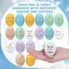 Colingmill 17 Pcs Easter Eggs 2.4" Tall Wooden Laser Engraved Fake Eggs for Craft Easter Hunt Basket Stuffers Fillers Party Supplies(Colorful) view 2