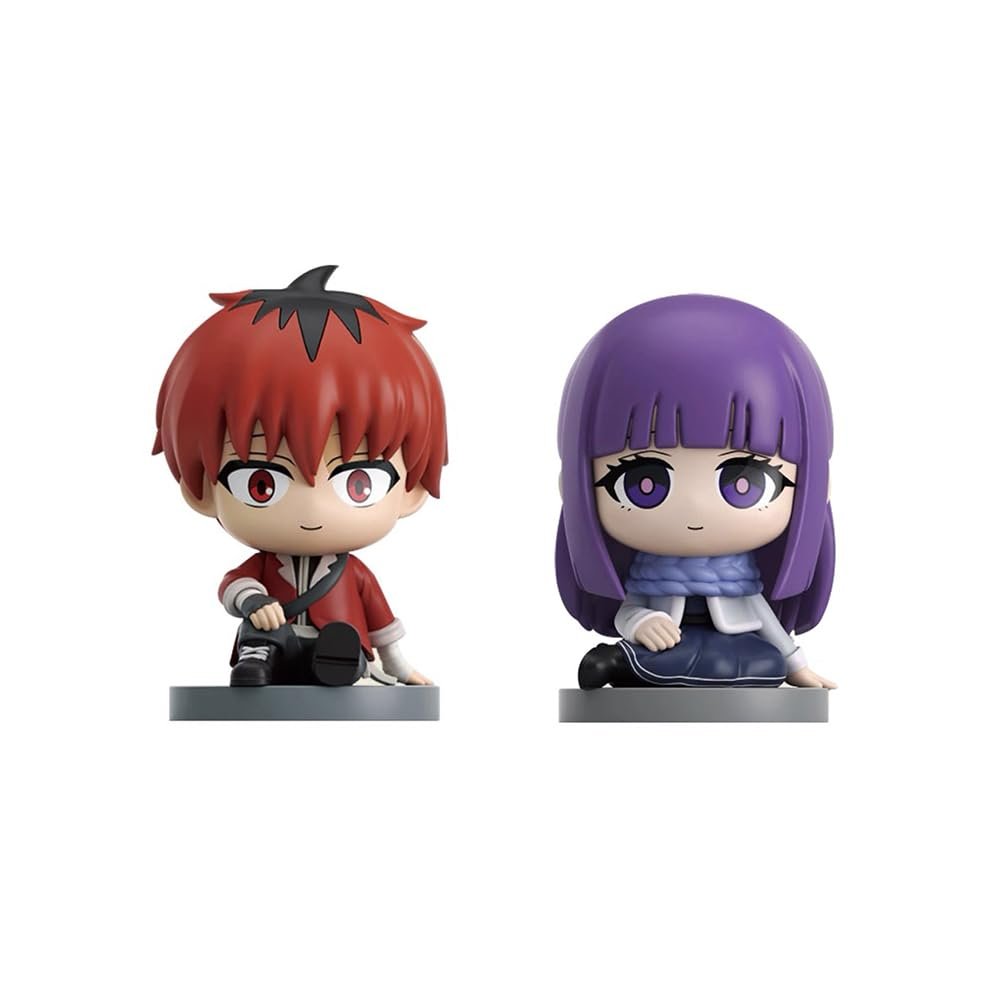 2pcs Frieren Figure Fern Statue Stark Figurine, 2'' Mini Anime Frieren Look Up Figure Cake Topper Decoration Desktop Cute Figure Collectible Gifts
