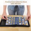360-Slot Coin Collection Album, Leather-Bound Pvc Coin Book For Collectors, 7.9 X 6.3 X 1.3 Inches view 2