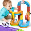 KlickRail Electric Train Set Flexible Race Track for Kids 4 6 7 8, 48 Pcs Car Track for Toddlers 3-5, Building Toy Train Track Gravity-Defying 3D Embedded Layouts & Motorized Car, STEM Learning Gift view 1