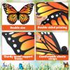 2Pcs Large Monarch Butterfly Wings for Girls Costume Accessories Double Sided Butterfly Wings Costumes Fairy Dress Up Accessories for Kids Birthday Princess Cosplay Dress Up Party Halloween Photo Prop view 3
