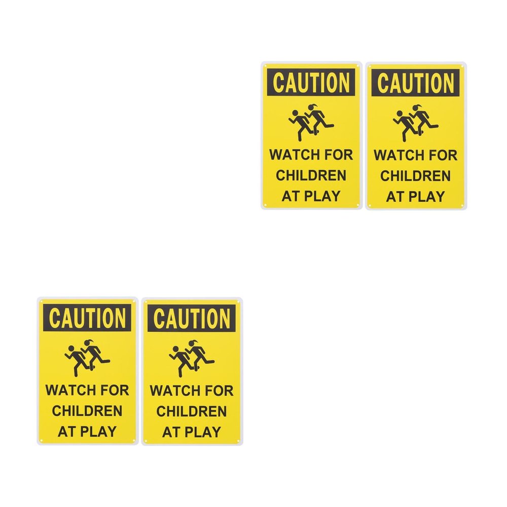 LUOZZY 4 Pcs Playing Caution Sign Slow Safety Warning Plate for Neighborhoods Schools Parks Driveways Outdoor