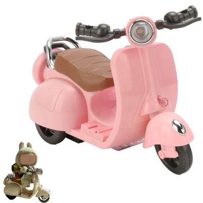 Scooter Toy for Labubu Toy with Light and Music, Cute Have a Seat for Labubu Accessories, Interactive Toys Desktop Decor for Doll Collectors (Pink)
