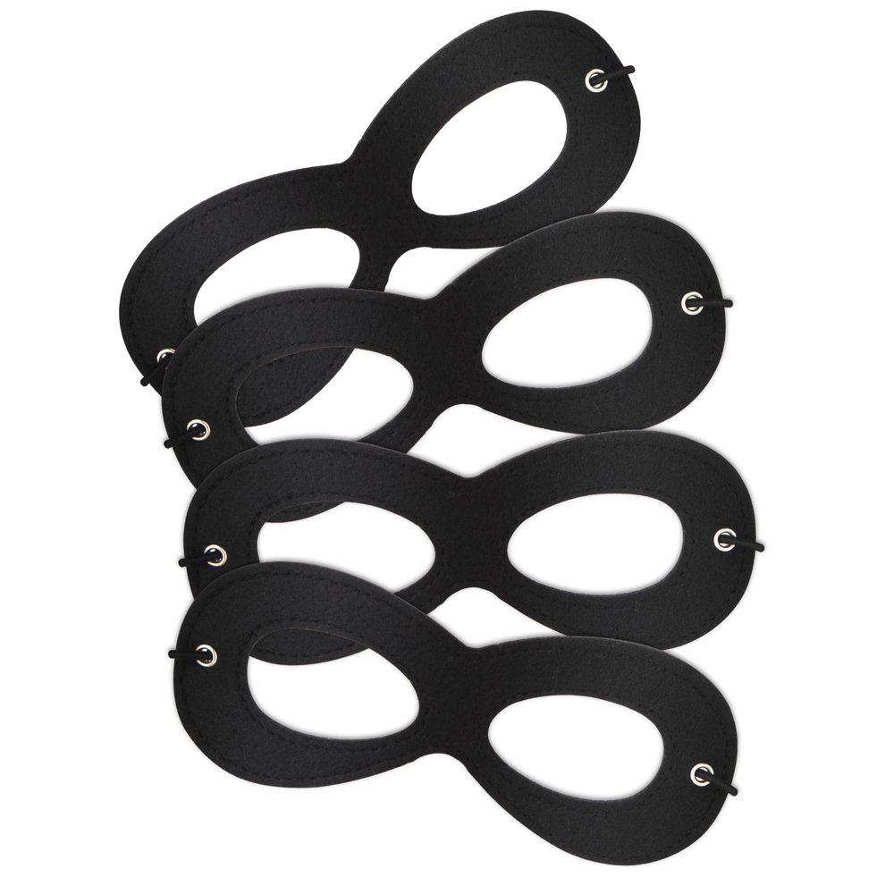 AIMIKE 4Pcs Superhero Masks, Black Felt Eye Mask, Halloween Dress Up, Adjustable Eyemask w/Elastic Rope, Party Favors for Kids