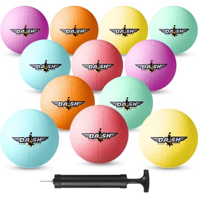 Jerify 12 Pcs 8.5 Inches Playground Balls Kickball Bulk, Colorful Inflatable Sports Bouncy Balls, Dodgeball, Kickball for Official Play, and Fun Indoor and Outdoor Toys and Gift (Multicolor)