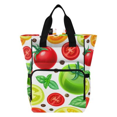 SPRIPORT Tomato Basil Peppercorn Diaper Bag Backpack for Baby Boys Girls Baby Travel Tote with Stroller Straps & Bottle Storage for Traveling Shopping Hiking Moms Dads