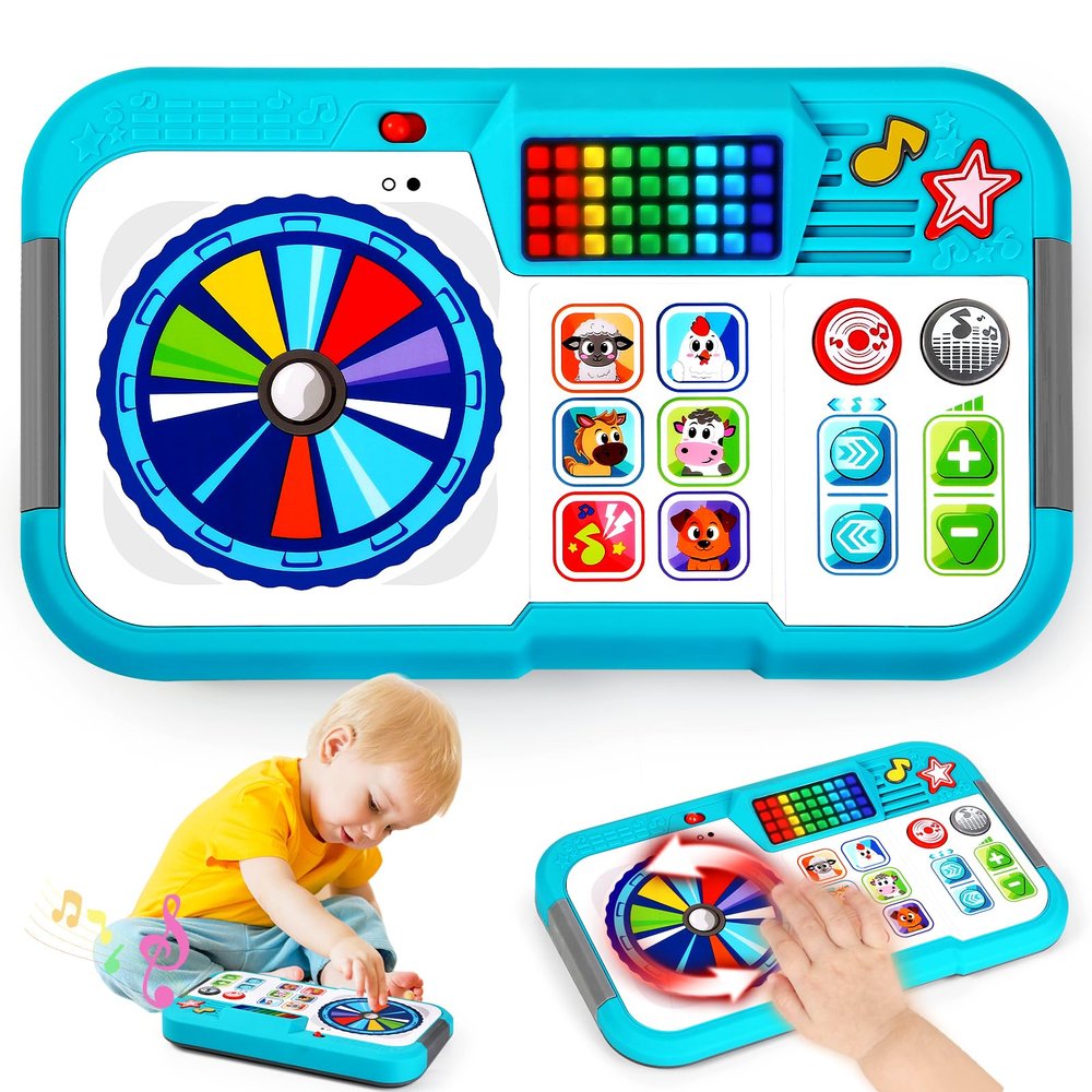 Baby DJ Set, Toddler Musical DJ Table with Lights for 6-12 Months, Preschool Infant Tummy Time Toy, Interactive Early Sensory Development Toy, 1st Christmas Birthday Gifts for Boys Girls Age 1 2 3