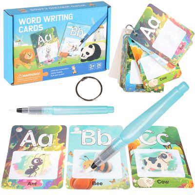 Alphabet Water Coloring Books for Toddlers - Painting Water Coloring Sorting Flash ABC Learning Cards, Mess Free Water Art Book Gift for 3 4 5 Year Old Kids, Travel Activity Toys (Animal)