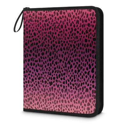 Kuquteed Pink Leopard Print Trading Card Binder 9 Pocket 900 Cards Holder Collector Album with 50 Removable Sleeves Gifts for Boys Girls Animals Skin Sports Game Cards