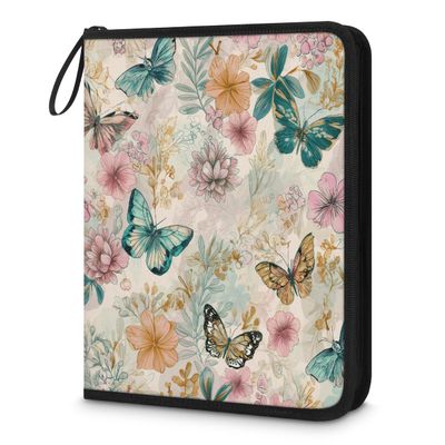 Kuquteed Colored Butterflies Trading Card Binder 9 Pocket 900 Cards Holder Collector Album with 50 Removable Sleeves Gifts for Boys Girls Colorful Flower Sports Game Cards