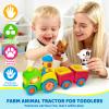 Animal Farm Tractor Toy for Toddler 1 2 3 Years Old, Musical Tractor Set with 3 Farm Animals, Montessori Learning Toy with Lights and Sounds, Christmas Birthday Gifts for Boys Girls 12 18 24 Months view 2