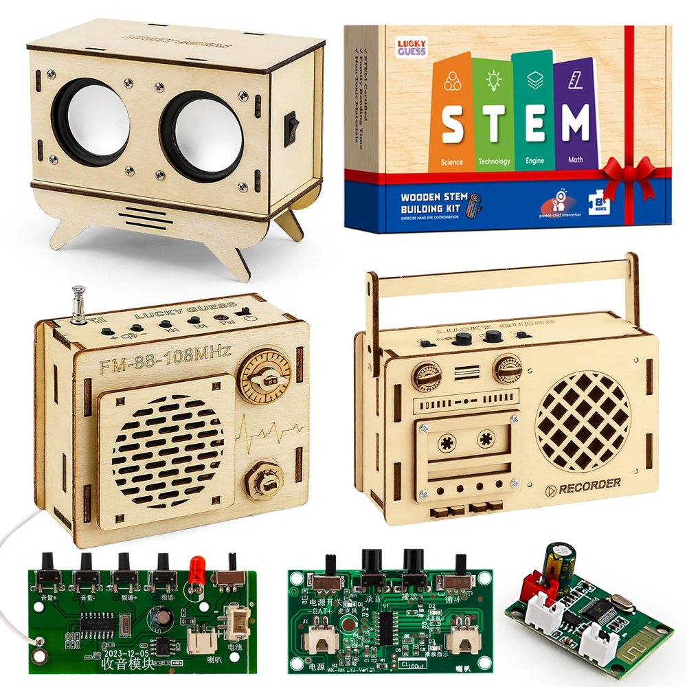 3-in-1 STEM Kit for Kids: Build a Radio, Recorder & Bluetooth Speaker  Fun DIY Electronics Project for Teens, Toy Set Gifts for Boy Girl