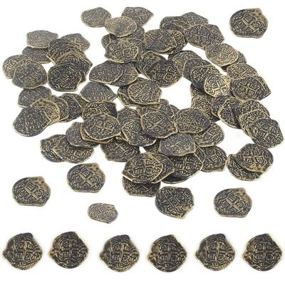 Plastic Doubloon Coins 100pcs Chest Games Tokens Pirate Coins Set for Pirate Adventure Themed Cosplay Party
