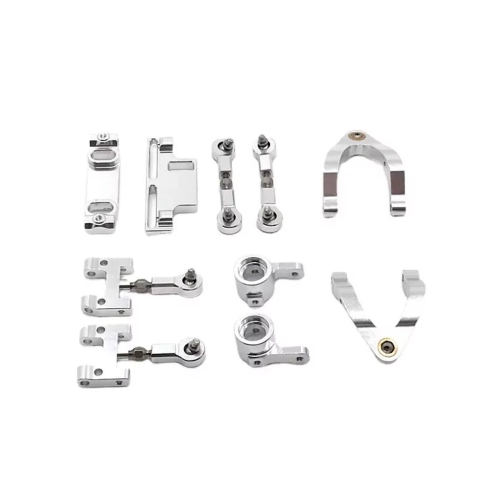 RC Spare Part Compatible with WPL D12 RC Car Upgrades Parts Accessories Metal Upper Lower for Swing Arm Steering Cup Ball Joint Set(Silver)