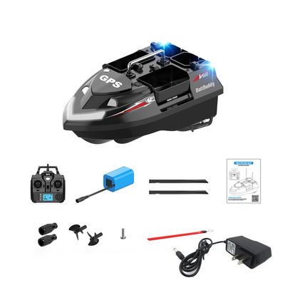 URFunModel V802PRO RC Bait Boat for Fishing, 4 Compartments 3KG Large Capacity High-Efficiency Remote Control Bait Boat with GPS Positioning/Lights, Outdoor Toy Gift, US Plug