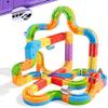 KlickRail Electric Train Set Flexible Race Track for Kids 4 6 7 8, 88 Pcs Car Track for Toddlers 3-5, Building Toy Train Track Gravity-Defying 3D Embedded Layouts & Motorized Car, STEM Learning Gift view 1