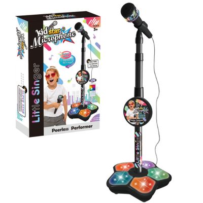 Microphone Stand for Kids, Kids with Stand Adjustable Height Led Light Detachable for Singing Play Party Gifts, with for