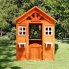 Wooden Playhouse for Kids Ages 3-10 Outdoor, Club House with Flowerpot Holders & Snack Window, Easy Assembly, Country Style view 1