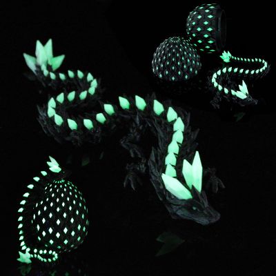SUMLAND 3D Printed Dragon Eggs Mystery Dragon Egg,Articulated Animals Fidget Toy Glow in The Dark Green