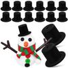 15pcs Mini Top Hat Mini Black Formal Snowman Hats Miniature Hats for Dollhouse Christmas Party Ornaments Decorative (Black, 4.10X4.10X1.90CM) view 1