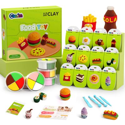 Air Dry Clay Kits - 12 Boxes Magic Modeling Clay for Kids, Party Food Theme Shaping Clay Art DIY Craft Kit, Ultra-Soft Texture, Includes Shaping Tools and Tutorials, Gift for Boys and Girls