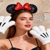 A Miaow Black Mouse Ears Headband 3D Glitter Sequins Bow White Cartoon 4-Finger Mice Hand Glove Set for Cosplay Costume Party (Black and Red Set) view 2
