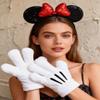 A Miaow Black Mouse Ears Headband 3D Glitter Sequins Bow White Cartoon 4-Finger Mice Hand Glove Set for Cosplay Costume Party (Black and Red Set) view 3