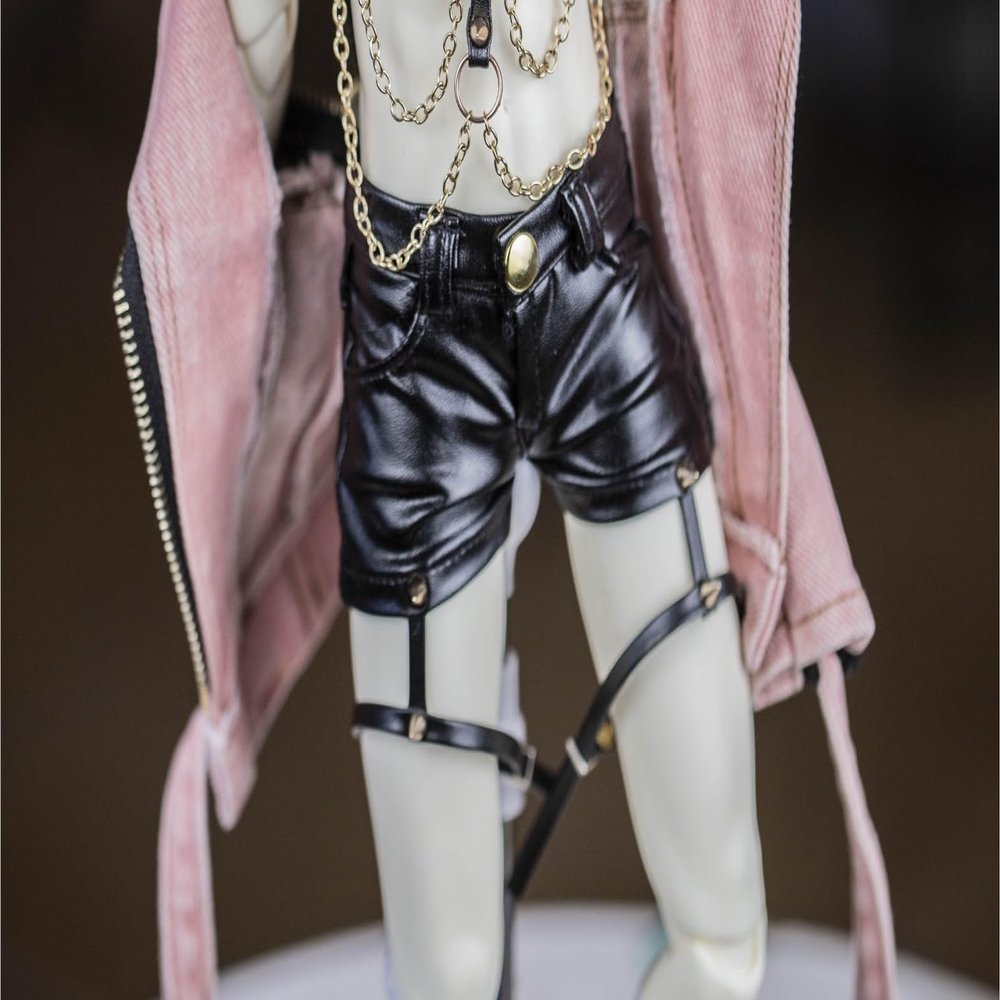1/3 1/4 BJD Doll Leather Shorts High Waist Shorts for 1/3 1/4 Dolls Accessories (Doll Not Included)(1/3)