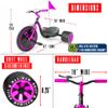 Drift Trike for Kids Ages 5+  16" Front Wheel Ride-On with Adjustable Seat, Steel Frame, Rear Slick Drift Wheels & Safety Flag  Madd Gear (Black/Pink) view 3