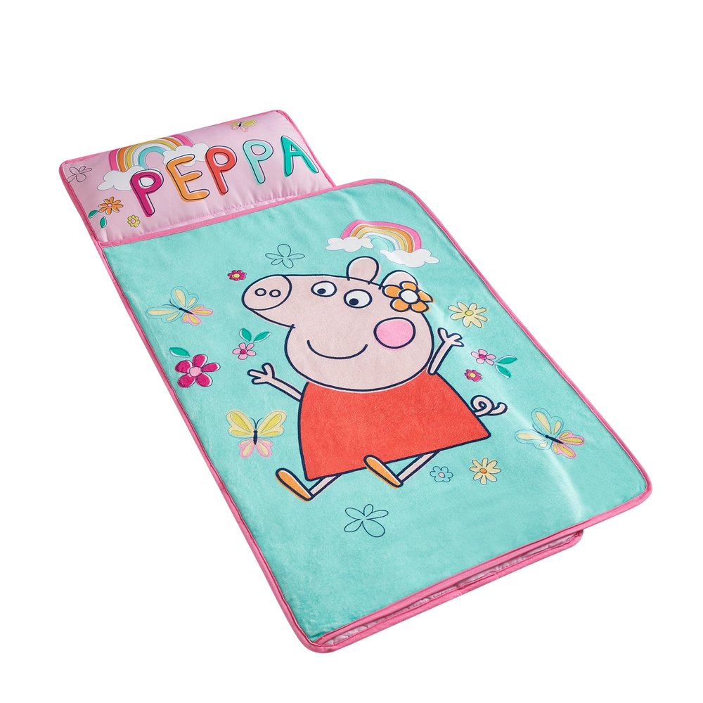 Peppa Pig Toddler Nap Mat with Pillow and Blanket,Quilted Sleep Mat for Kids,Soft & Portable,20 x 46, Ideal for Daycare, Preschool, Travel, or Naptime