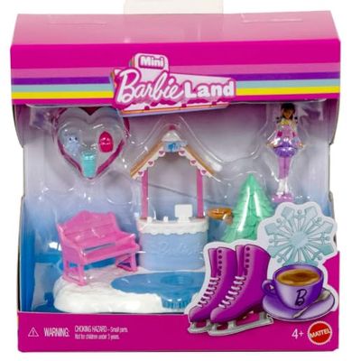 Barbie Mini Land Doll House Sets, Mini Dreamhouse with Surprise 1.5-inch Doll, Furniture & Accessories, Plus Elevator & Pool (Styles May Vary)