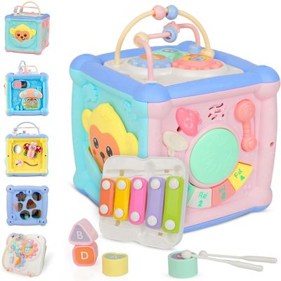 Mini Ami 6-in-1 Baby Activity Cube for 1.5 Year Old, Educational Learning Fine Toy, Fast Learner Toddlers Activity Cube for Babies, Music & Light-Up Toy for Baby Girls and Boys, First Birthday Gifts