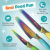 TruChef Kids Knife Set for Real Cooking | Skin Safe Chef Set for Ages 3+ with Rainbow Blades, Cutting Board, Scraper, Recipe Cards | Jr Chef Cooking Gift for Teens & Kids (16 Pcs) view 4