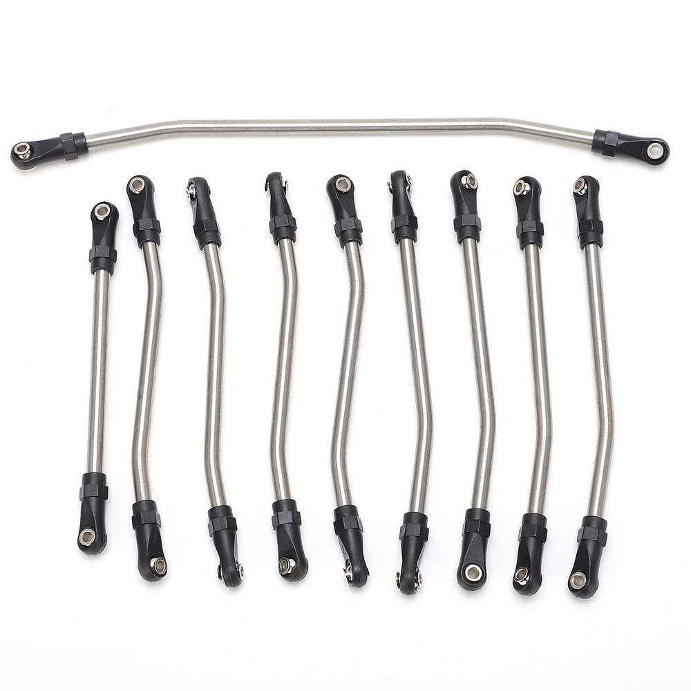 313mm wheelbase 10 Pieces Stainless Steel Connecting rods Suitable for Axial Wraith 90018 90020 90031 90045 90056 1 10 Remote Controlled Race car Rock Crawler Metal Upgrade Parts