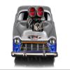 1955 Cameo Pickup Truck Gray and Blue Metallic with Flames 1/64 Diecast Model Car by Muscle M 15526-15553bl view 3