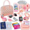 Play Purse for Little Girls - Pretend Play Toy Set for Kids Including Handbag, Makeup, Phone, Wallet, Smartwatch, Passport, Credit Cards, Keys - Birthday Gift Ideas for Girls Age 3 4 5 6 7+ view 1
