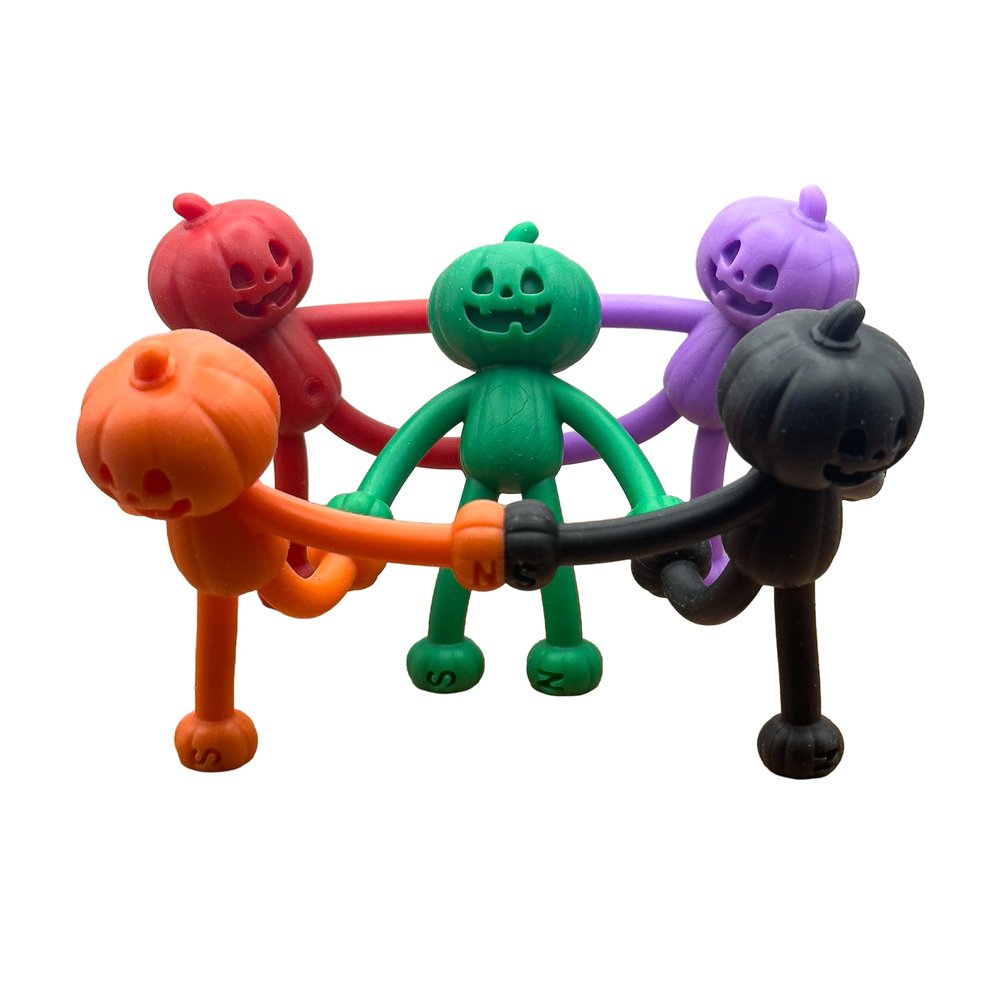 MAGMEN Magnetic Fidget Toy 5pc Action Figures - Birthday Party Favors Non-Candy STEM Gift - Pumpkinhead Sensory Travel Desk Toy for Kids Ages 3+ Stress Relief Collectible Boys Girls